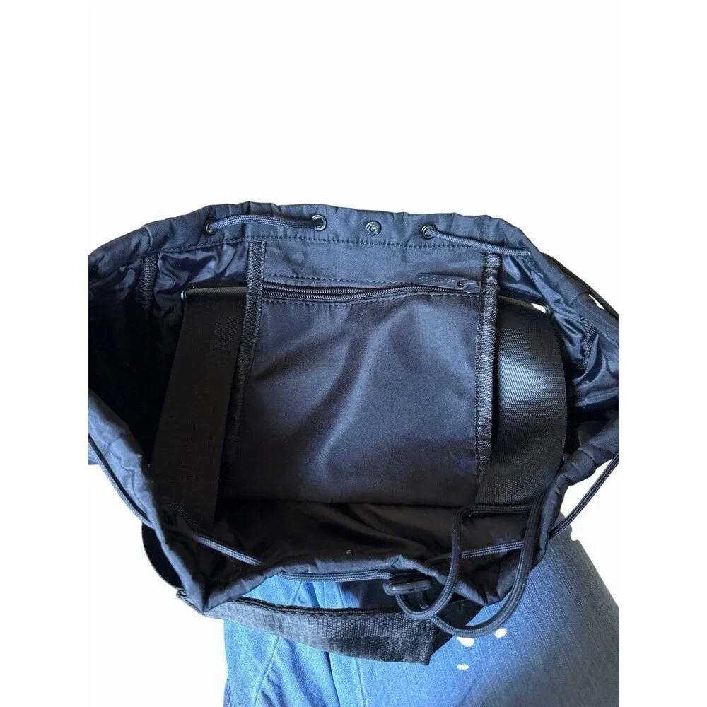 BEYOND YOGA Convertible Backpack Gym Bag In Satin Black Drawstring Closure